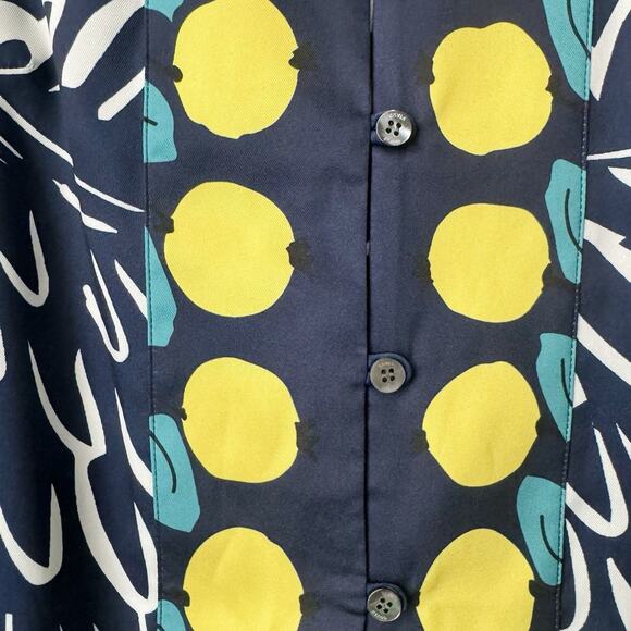 STAUD Parke Top Navy Citrus Lemon Print Shirt XS Bold Graphic Print Dopamine NWT - Picture 7 of 14